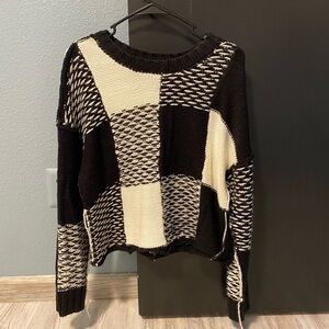 Black and White Patchwork Women's Sweater